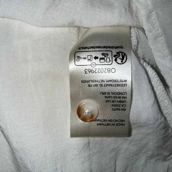 MAEVE Women's Linen Edition The Bettina Tiered White Mini Shirt Dress Size Small - Picture 9 of 12